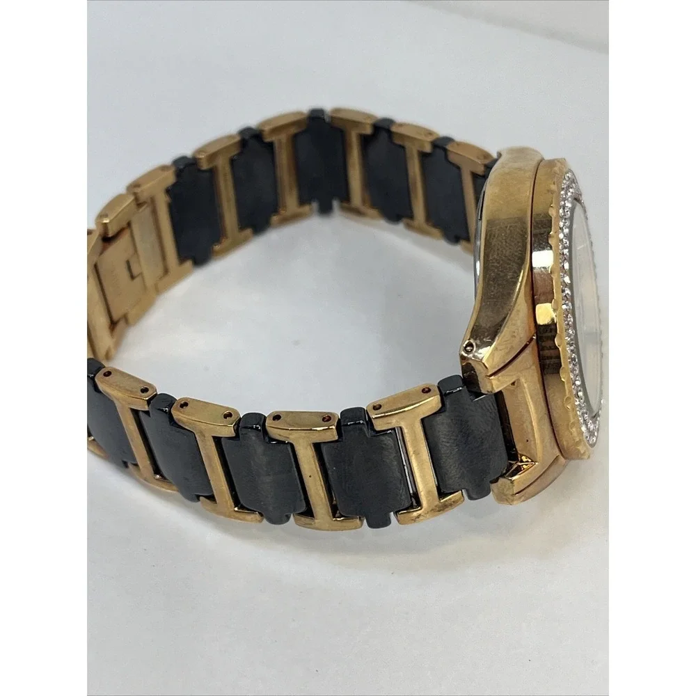 Akribos XXIV Women's Watch Rose Gold Crystal Bezel Ceramic Links- New Battery - Picture 5 of 7